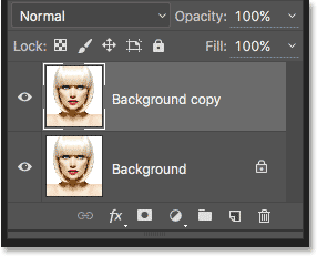 The Layers panel showing the new Background copy layer. 