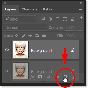 Dragging the Background layer onto the New Layer icon. 