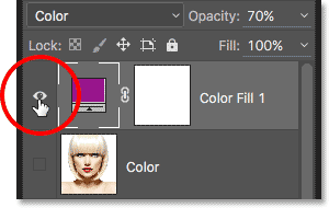 Clicking the fill layer's visibility icon. 