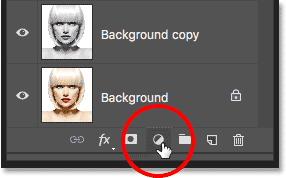 Clicking the New Fill or Adjustment Layer icon. 