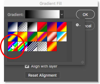 Selecting the Spectrum gradient in the Gradient Picker. 