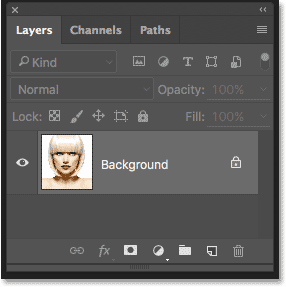 The Layers panel showing the photo on the Background layer. 