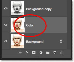 Changing the layer's name to Color. 