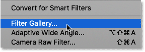 انتخاب گالری فیلتر در فتوشاپ CS6.