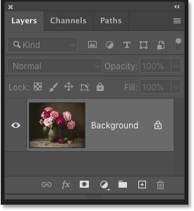 Photoshop's Layers panel showing the image on the Background layer