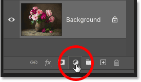 Clicking the New Fill or Adjustment Layer icon in Photoshop's Layers panel'