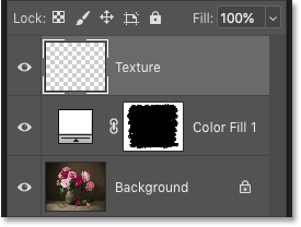 Photoshop's Layers panel showing the new Texture layer