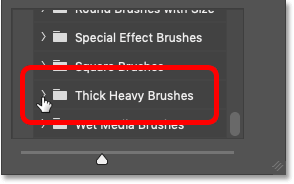 Opening the Thick Heavy Brushes folder in Photoshop