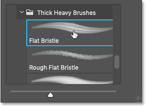 Selecting the Flat Bristle brush in Photoshop