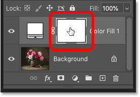 Selecting the layer mask for the Solid Color fill layer in Photoshop