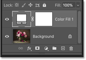 Photoshop Layers panel showing the new Solid Color fill layer