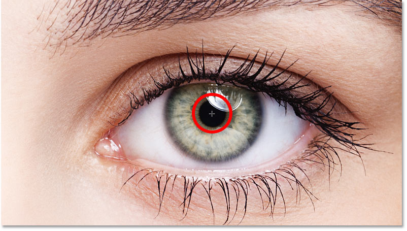 Positioning the cursor in the center of the other eye. 