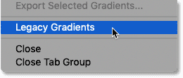 How to load the Legacy Gradients in Photoshop CC 2020