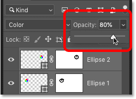 Lowering the opacity of the shape layers. 