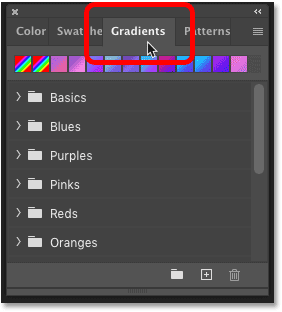 The new Gradients panel in Photoshop CC 2020