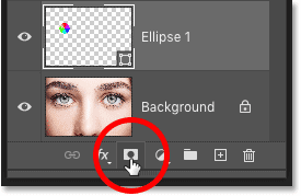 Nhấp vào biểu tượng Thêm mặt nạ lớp trong bảng điều khiển Lớp của Photoshop