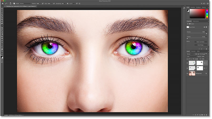 Hiệu ứng màu mắt cầu vồng ban đầu trong Photoshop đã hoàn thành