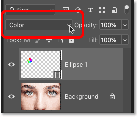 Changing the blend mode of the Shape layer to Color. 