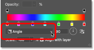 Changing the Gradient Style to Angle in Photoshop