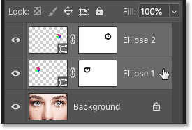 Selecting both shape layers at once in Photoshop's Layers panel