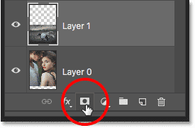 Adding a layer mask to the top layer.