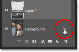 Unlocking the Background layer in Photoshop