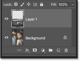 The Layers panel showing the image of the couple on the Background layer