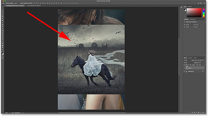 Dragging the image into the other document in Photoshop