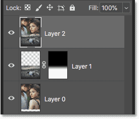 The blended images have been merged onto a new layer in Photoshop