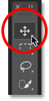 Selecting the Move Tool from the Toolbar in Photoshop