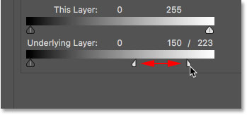 Fine-tuning the text blending effect by adjusting each half of the slider