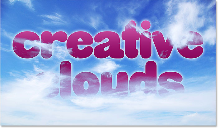 How to blend text into a background image of clouds in Photoshop