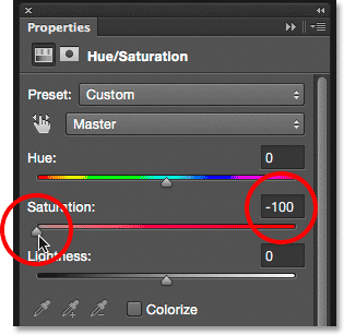 Dragging the Saturation slider all the way to the left.