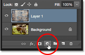 النقر فوق أيقونة New Fill أو Adjustment Layer.