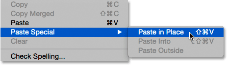 Selecting the Paste Special command from under the Edit menu.