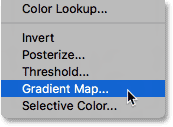 Selecting a Gradient Map adjustment layer in Photoshop