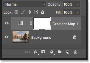 طبقة ضبط Gradient Map في لوحة Layers