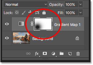 The layer mask thumbnail showing where we clicked