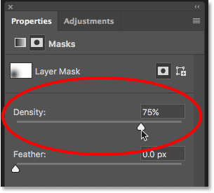 Lowering the Density value in the Properties panel