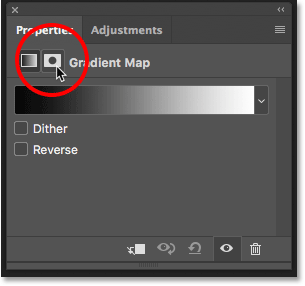 The Layer Mask icon in the Properties panel in Photoshop