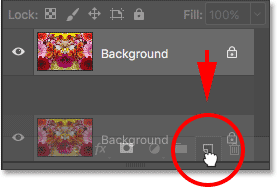 Dragging the Background layer onto the New Layer icon. 