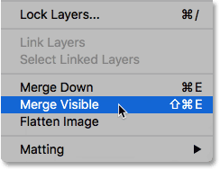 أمر Merge Visible في Photoshop. 