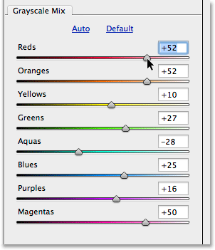 Dragging the color sliders in the HSL / Grayscale panel.com