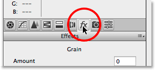 Opening the Effects panel in the Camera Raw Filter.com