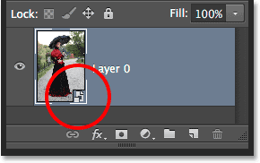 The Smart Object icon in the layer preview thumbnail.com