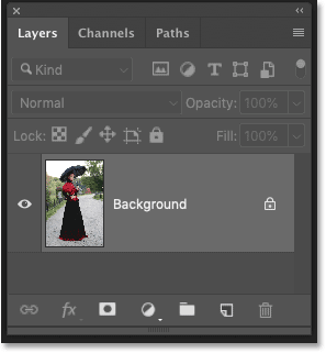 تعرض لوحة Layers في Photoshop CC الصورة الأصلية على طبقة الخلفية