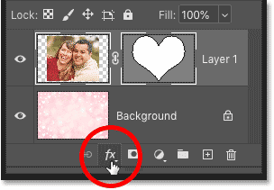 Clicking the Add Layer Style icon in Photoshop's Layers panel