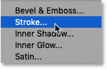 Adding a Stroke layer effect in Photoshop's Layers panel