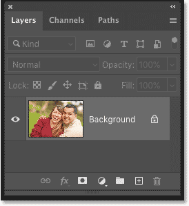 Photoshop's Layers panel showing the image on the Background layer