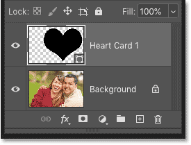 Photoshop's Layers panel showing the shape layer above the Background layer